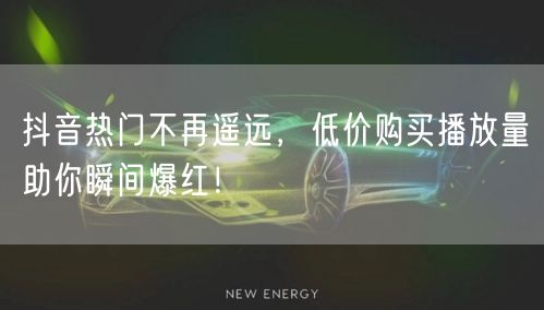 抖音热门不再遥远，低价购买播放量助你瞬间爆红！