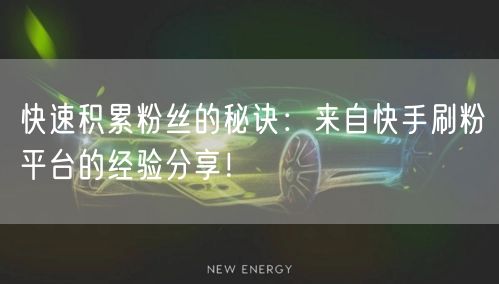 快速积累粉丝的秘诀：来自快手刷粉平台的经验分享！