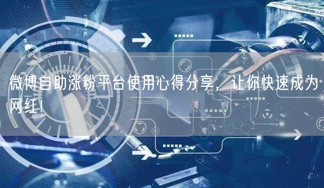 微博自助涨粉平台使用心得分享，让你快速成为网红！