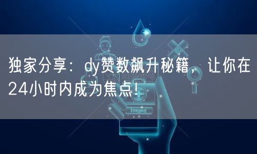 独家分享：dy赞数飙升秘籍，让你在24小时内成为焦点！