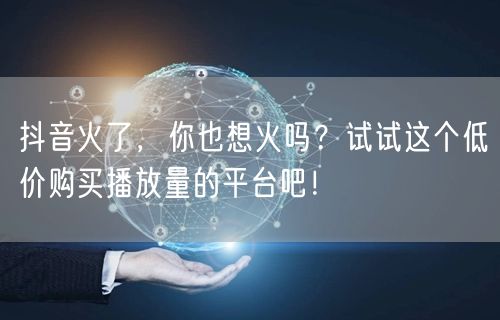 抖音火了，你也想火吗？试试这个低价购买播放量的平台吧！