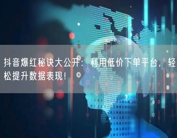 抖音爆红秘诀大公开：利用低价下单平台，轻松提升数据表现！