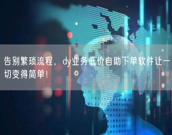 告别繁琐流程，dy业务低价自助下单软件让一切变得简单！