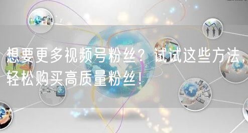 想要更多视频号粉丝？试试这些方法，轻松购买高质量粉丝！