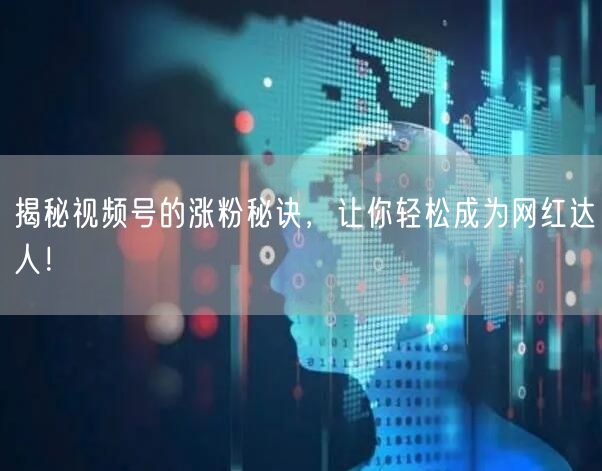 揭秘视频号的涨粉秘诀，让你轻松成为网红达人！