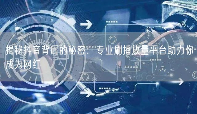 揭秘抖音背后的秘密：专业刷播放量平台助力你成为网红