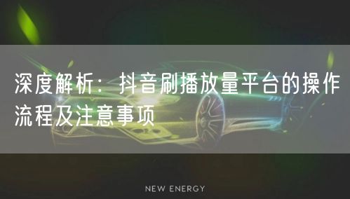 深度解析：抖音刷播放量平台的操作流程及注意事项
