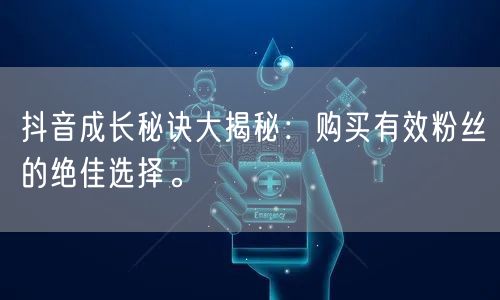 抖音成长秘诀大揭秘：购买有效粉丝的绝佳选择。