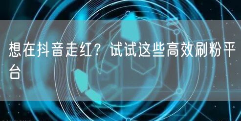 想在抖音走红？试试这些高效刷粉平台