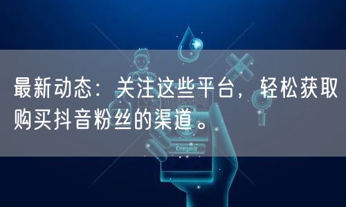 最新动态：关注这些平台，轻松获取购买抖音粉丝的渠道。