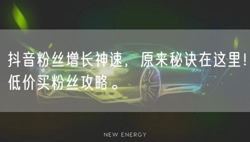 抖音粉丝增长神速，原来秘诀在这里！低价买粉丝攻略。
