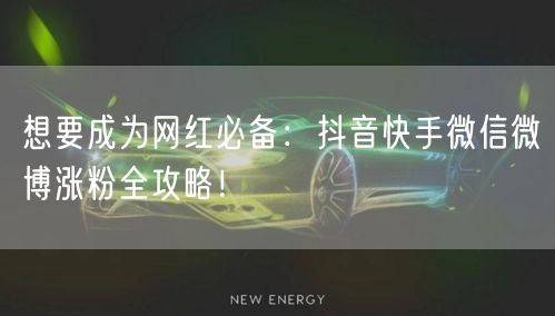 想要成为网红必备：抖音快手微信微博涨粉全攻略！