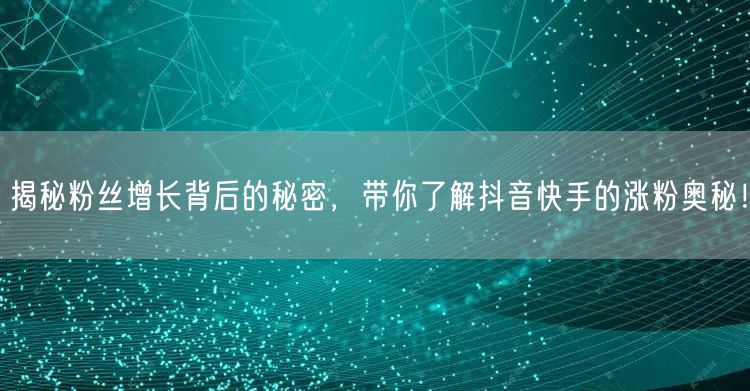 揭秘粉丝增长背后的秘密，带你了解抖音快手的涨粉奥秘！