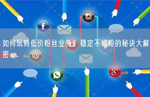 如何玩转低价粉丝业务？稳定不掉粉的秘诀大解密。
