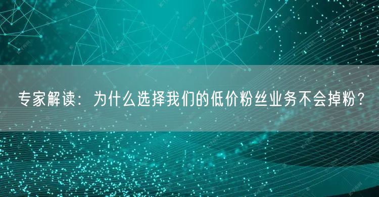 专家解读：为什么选择我们的低价粉丝业务不会掉粉？