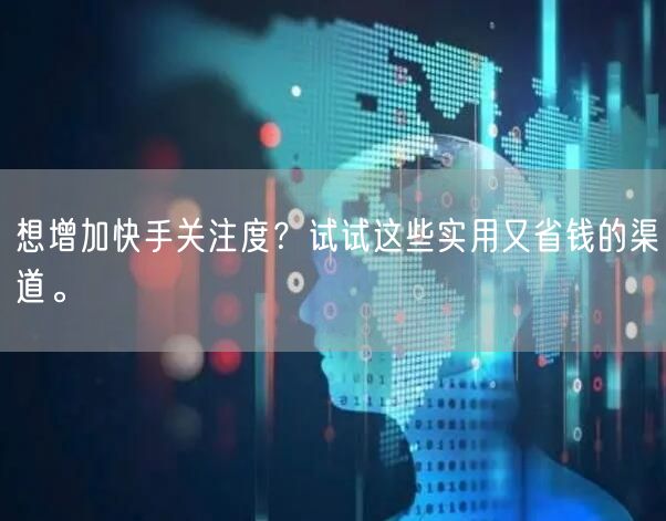 想增加快手关注度？试试这些实用又省钱的渠道。