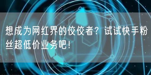 想成为网红界的佼佼者？试试快手粉丝超低价业务吧！