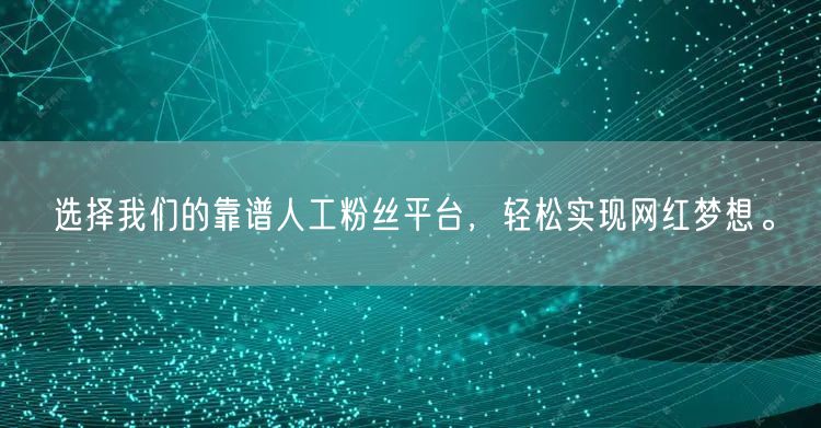 选择我们的靠谱人工粉丝平台，轻松实现网红梦想。