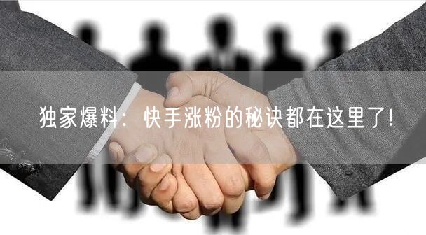 独家爆料：快手涨粉的秘诀都在这里了！