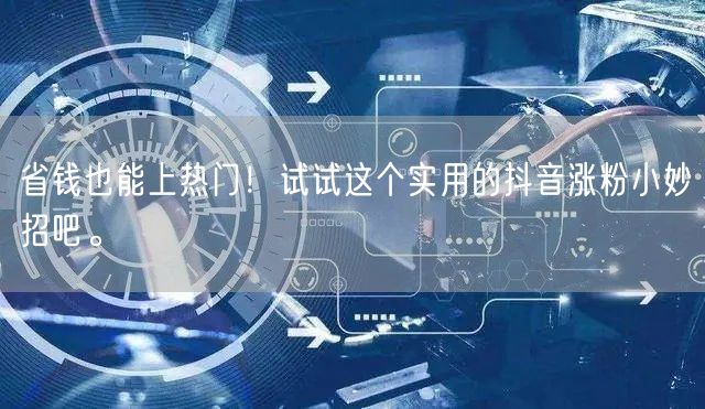 省钱也能上热门！试试这个实用的抖音涨粉小妙招吧。