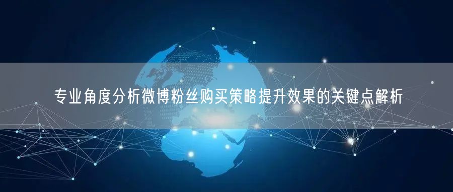 专业角度分析微博粉丝购买策略提升效果的关键点解析