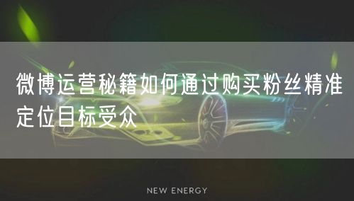 微博运营秘籍如何通过购买粉丝精准定位目标受众