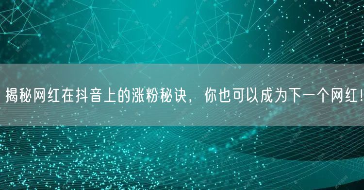 揭秘网红在抖音上的涨粉秘诀，你也可以成为下一个网红！