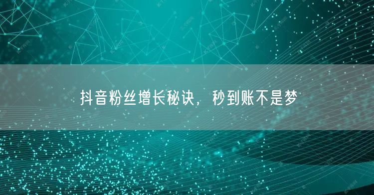 抖音粉丝增长秘诀，秒到账不是梦