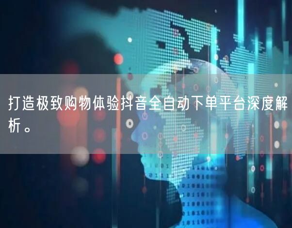 打造极致购物体验抖音全自动下单平台深度解析。