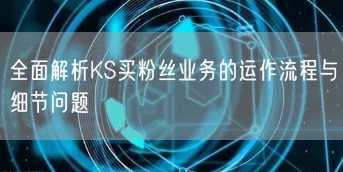全面解析KS买粉丝业务的运作流程与细节问题
