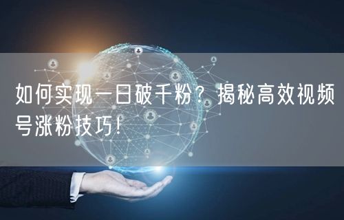 如何实现一日破千粉？揭秘高效视频号涨粉技巧！