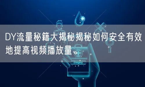 DY流量秘籍大揭秘揭秘如何安全有效地提高视频播放量。