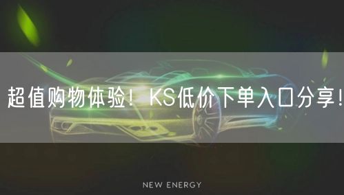 超值购物体验！KS低价下单入口分享！