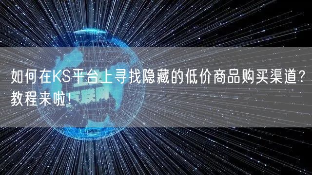 如何在KS平台上寻找隐藏的低价商品购买渠道？教程来啦！
