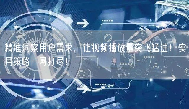 精准洞察用户需求，让视频播放量突飞猛进！实用策略一网打尽！