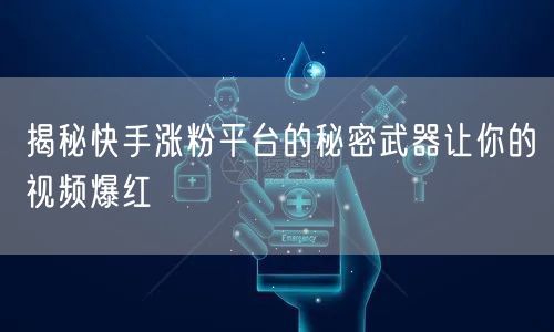 揭秘快手涨粉平台的秘密武器让你的视频爆红