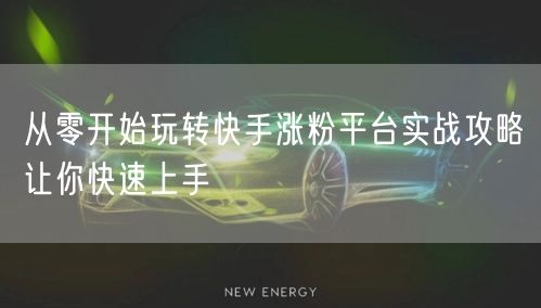 从零开始玩转快手涨粉平台实战攻略让你快速上手