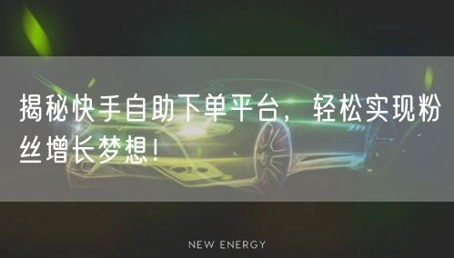 揭秘快手自助下单平台，轻松实现粉丝增长梦想！