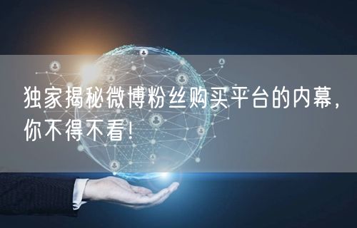 独家揭秘微博粉丝购买平台的内幕，你不得不看！