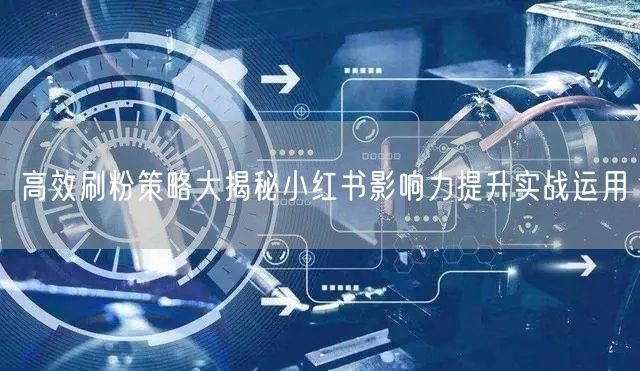 高效刷粉策略大揭秘小红书影响力提升实战运用