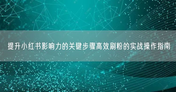 提升小红书影响力的关键步骤高效刷粉的实战操作指南