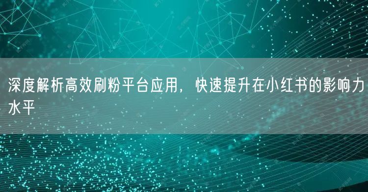 深度解析高效刷粉平台应用，快速提升在小红书的影响力水平