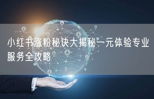 小红书涨粉秘诀大揭秘一元体验专业服务全攻略
