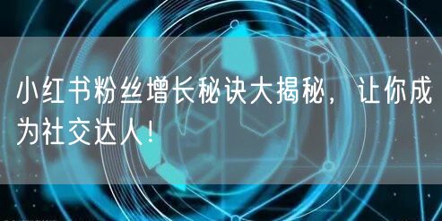 小红书粉丝增长秘诀大揭秘，让你成为社交达人！