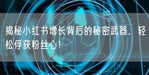 揭秘小红书增长背后的秘密武器，轻松俘获粉丝心！