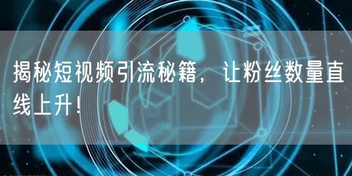 揭秘短视频引流秘籍，让粉丝数量直线上升！