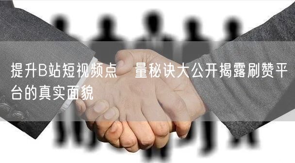 提升B站短视频点賓量秘诀大公开揭露刷赞平台的真实面貌
