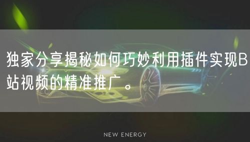 独家分享揭秘如何巧妙利用插件实现B站视频的精准推广。
