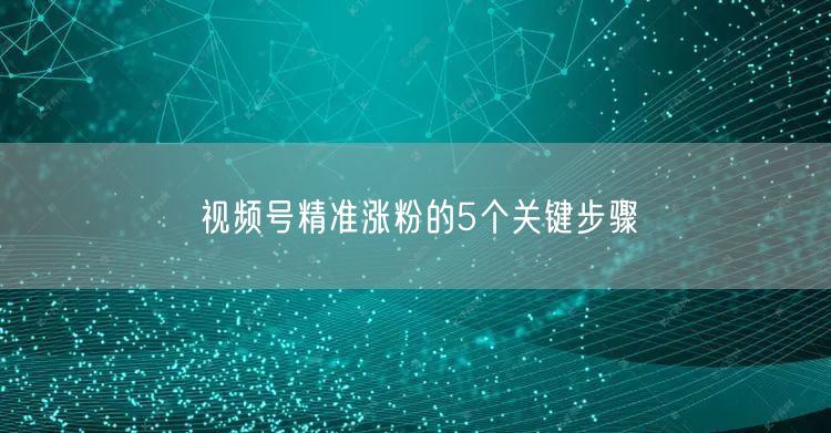 视频号精准涨粉的5个关键步骤