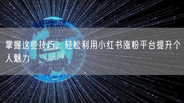 掌握这些技巧，轻松利用小红书涨粉平台提升个人魅力